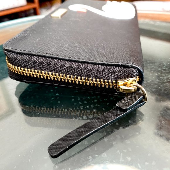 NWT Kate Spade Swan Black Wallet | Zip Around Purse Wristlet - Picture 10 of 12